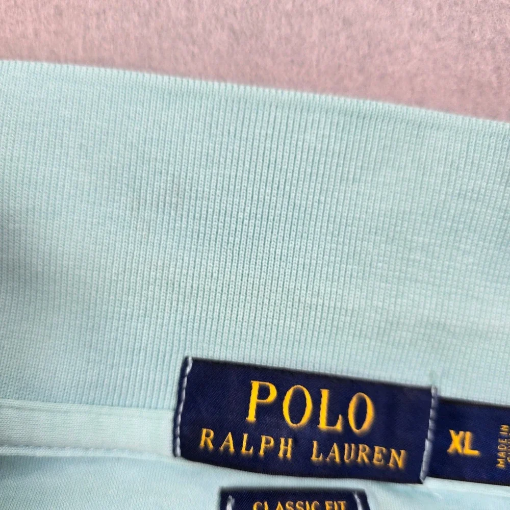 Polo Ralph Lauren Polo Shirt‎ Mens XL Mint Green Classic Fit Purple Pony Cotton